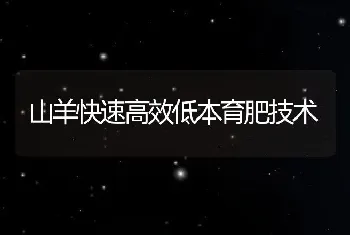 山羊快速高效低本育肥技术