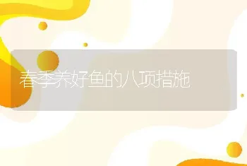 春季养好鱼的八项措施