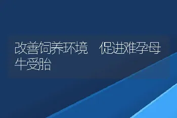 改善饲养环境 促进难孕母牛受胎