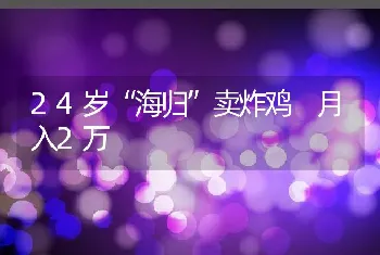 24岁“海归”卖炸鸡 月入2万