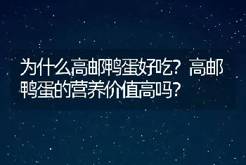 为什么高邮鸭蛋好吃？高邮鸭蛋的营养价值高吗？