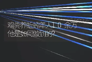 鸡粪养蚯蚓年入10余万 他是如何做到的？