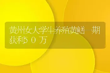 黄州女大学生养殖黄鳝一期获利50万