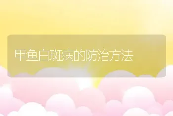 甲鱼白斑病的防治方法