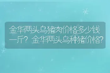 金华两头乌猪肉价格多少钱一斤？金华两头乌种猪价格？