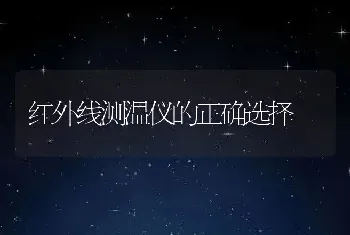 红外线测温仪的正确选择