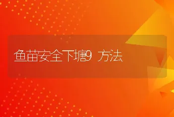 鱼苗安全下塘9方法