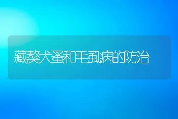 藏獒犬蚤和毛虱病的防治