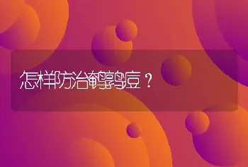 怎样防治鹌鹑痘？