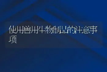 使用兽用生物制品的注意事项