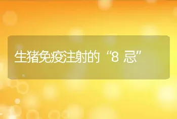 生猪免疫注射的“8忌”