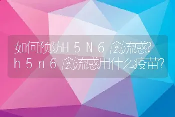 如何预防H5N6禽流感?h5n6禽流感用什么疫苗？