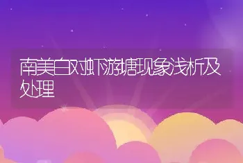 南美白对虾游塘现象浅析及处理