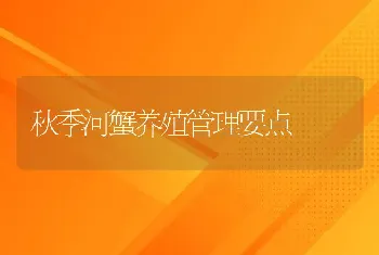 秋季河蟹养殖管理要点