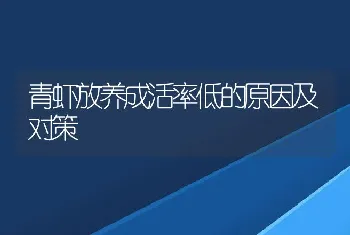 青虾放养成活率低的原因及对策