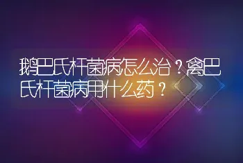 鹅巴氏杆菌病怎么治？禽巴氏杆菌病用什么药？