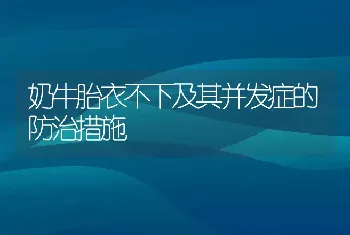 奶牛胎衣不下及其并发症的防治措施