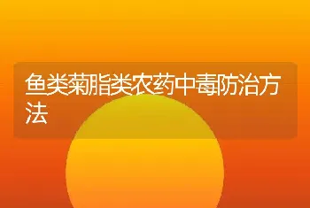 鱼类菊脂类农药中毒防治方法