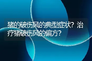 猪的破伤风的典型症状？治疗猪破伤风的偏方？