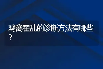 鸡禽霍乱的诊断方法有哪些？