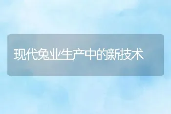 现代兔业生产中的新技术