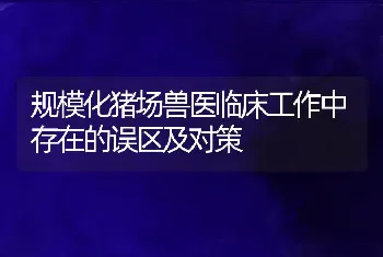 规模化猪场兽医临床工作中存在的误区及对策