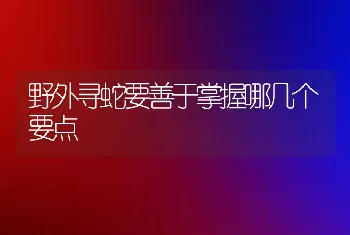 野外寻蛇要善于掌握哪几个要点