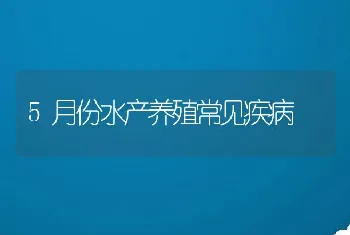 5月份水产养殖常见疾病