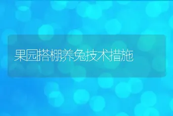 果园搭棚养兔技术措施