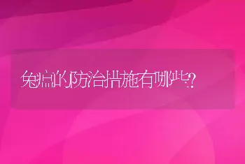 兔瘟的防治措施有哪些？