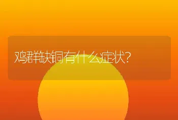 鸡群缺铜有什么症状？