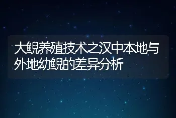 大鲵养殖技术之汉中本地与外地幼鲵的差异分析