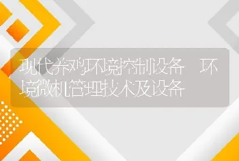 现代养鸡环境控制设备-环境微机管理技术及设备