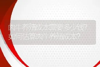 肉牛养殖成本需要多少钱？如何估算肉牛养殖成本？