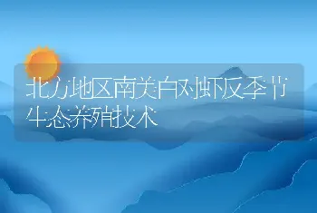 北方地区南美白对虾反季节生态养殖技术