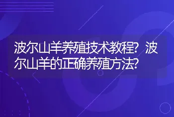 波尔山羊养殖技术教程?波尔山羊的正确养殖方法?