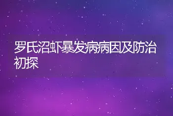 罗氏沼虾暴发病病因及防治初探