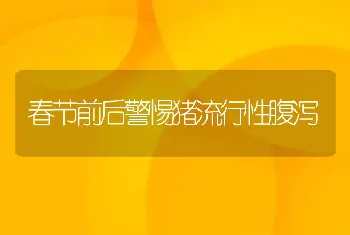 春节前后警惕猪流行性腹泻