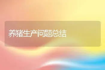 养猪生产问题总结