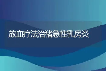 放血疗法治猪急性乳房炎