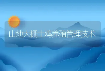 山地大棚土鸡养殖管理技术