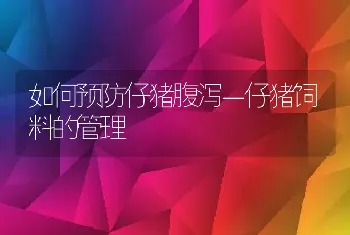 如何预防仔猪腹泻－仔猪饲料的管理