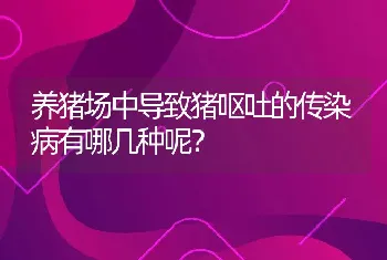 养猪场中导致猪呕吐的传染病有哪几种呢？