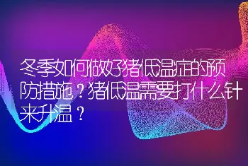 冬季如何做好猪低温症的预防措施？猪低温需要打什么针来升温？