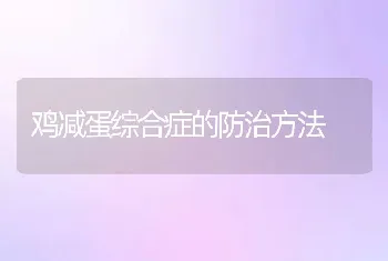 鸡减蛋综合症的防治方法