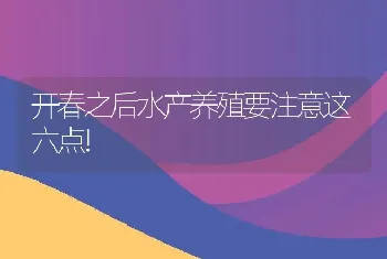 开春之后水产养殖要注意这六点!