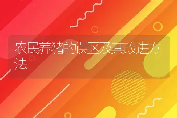 农民养猪的误区及其改进方法