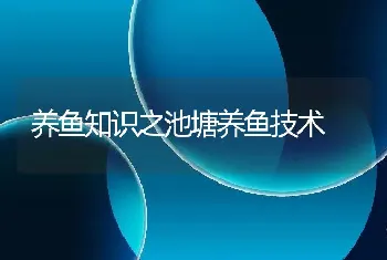 养鱼知识之池塘养鱼技术