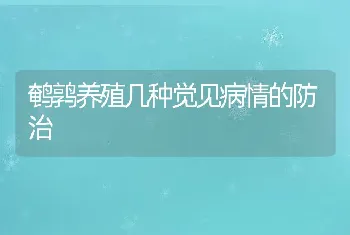 鹌鹑养殖几种觉见病情的防治