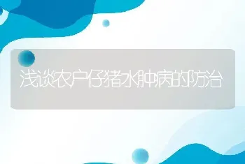 浅谈农户仔猪水肿病的防治